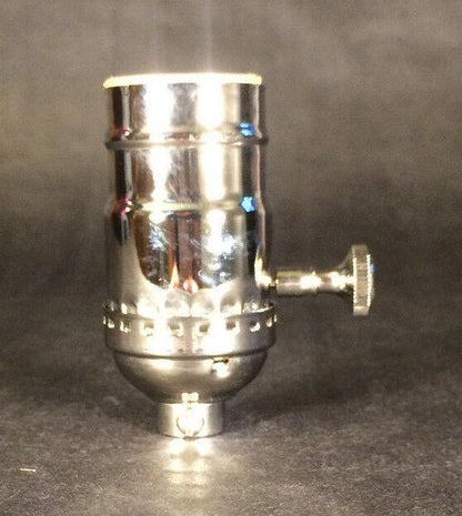 New 3 - Way Turn Knob Lamp Socket Nickel Plated Solid Brass Industrial Style #273N - Stone Door Lamps