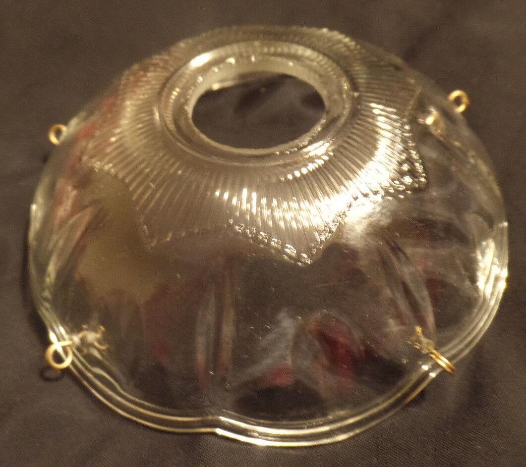 NEW 4" Pressed Glass Round Lamp Prism Chandelier Bobeche w/ 5 Brass Pins #BB902 - Stone Door Lamps