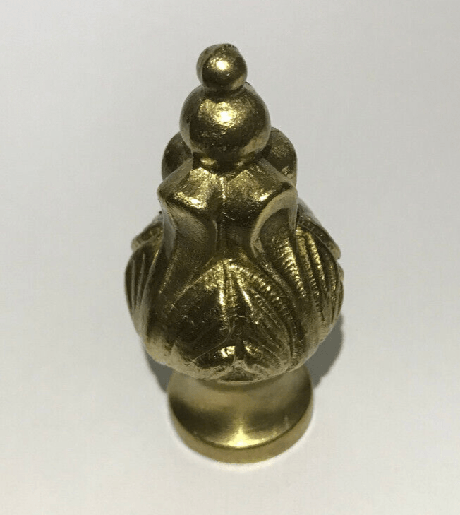 New 2" Antique Style Brass Acanthus Lamp Finial, 1/4 - 27F, Polished & Lacquered - Stone Door Lamps