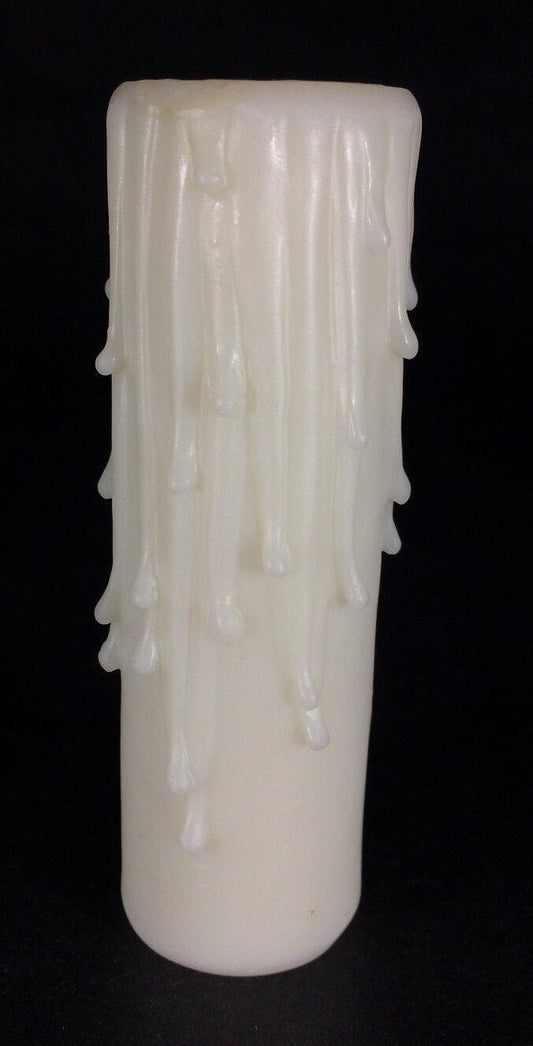 3 1/2" IVORY PolyBeesWax Chandelier Candelabra Candle Cover with DRIPS CC902I