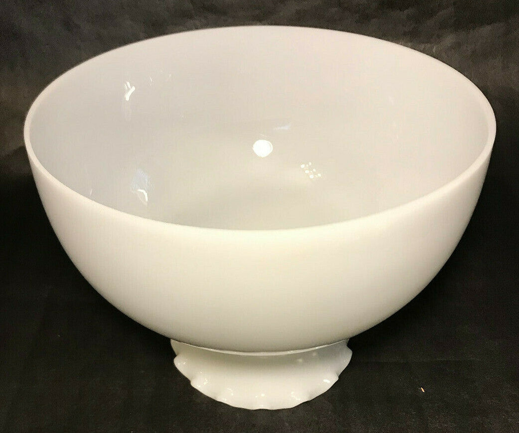 New Student Lamp Shade, Opal White Milk Glass, Crimp Top, Hand Blown, 10" FItter