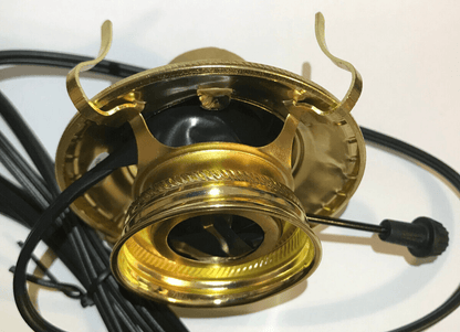 New Brass Plated #2 Electric Lamp Burner With 6 ft. Black Cord #EB204B - Stone Door Lamps