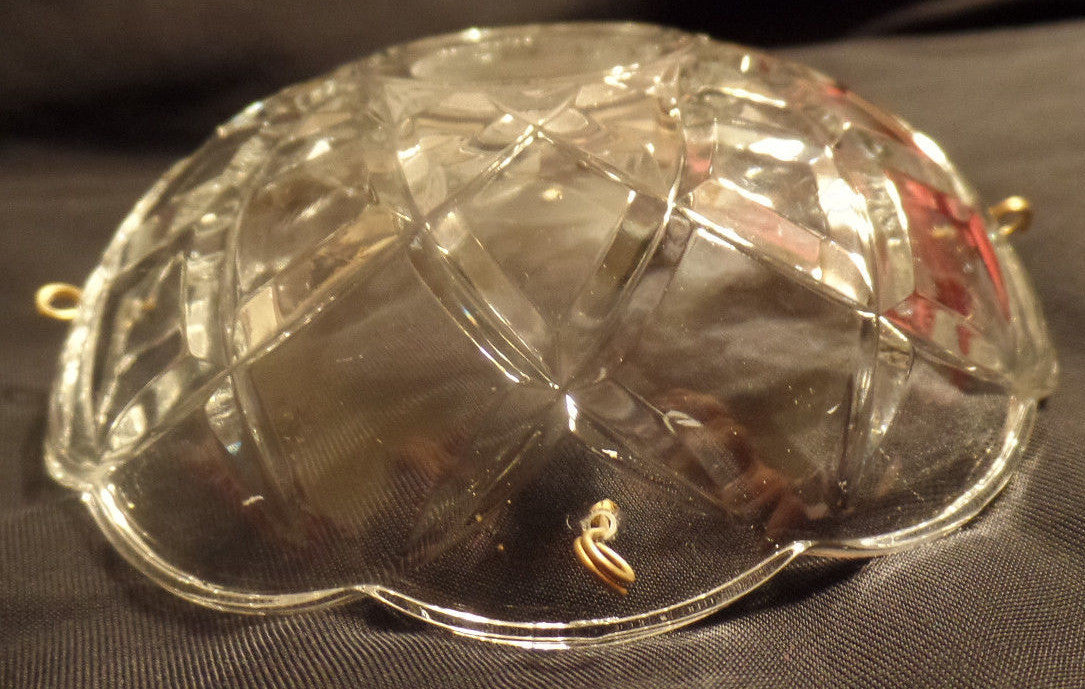 NEW 4" Pressed Glass Round Lamp Prism Chandelier Bobeche w/ 4 Brass Pins #BB900