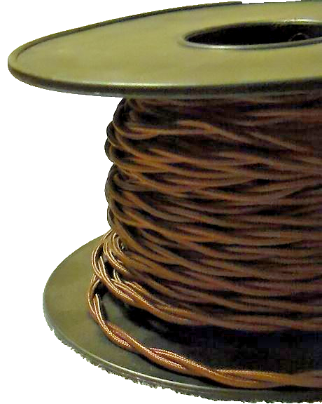 Brown Twisted Rayon Covered Wire Antique Vintage Style Cloth Lamp Cord