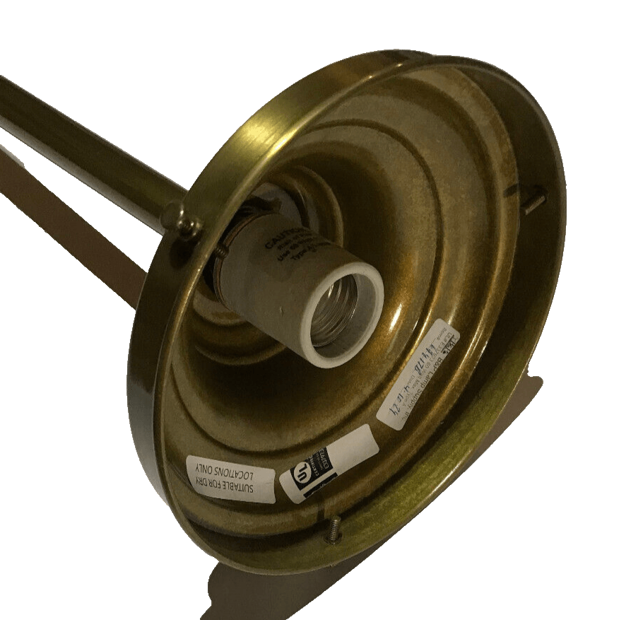 New Brass Pendant Fixture W/ 6" Shade Holder, Antique Brass Finish, 27" Drop Max - Stone Door Lamps