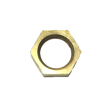 New unfinished heavy brass hex nut, unchamfered, 3/8 IP (5/8" ID) #HN604