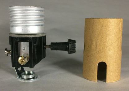 New 3-Way Turn Knob Lamp Socket Interior w/ 1/8F Hickey & Paper Insulator SO112i