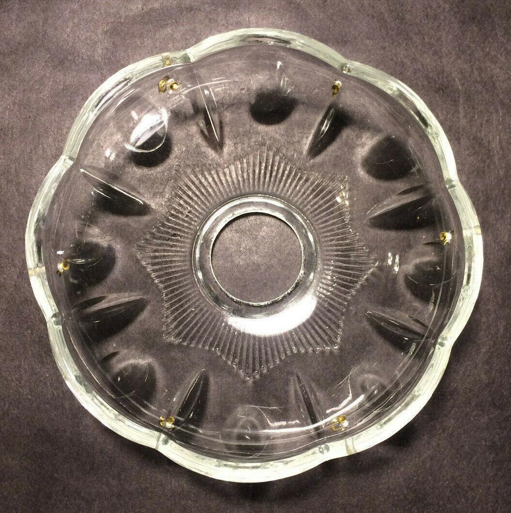 NEW 4" Pressed Glass Round Lamp Prism Chandelier Bobeche w/ 6 Brass Pins #BB922 - Stone Door Lamps