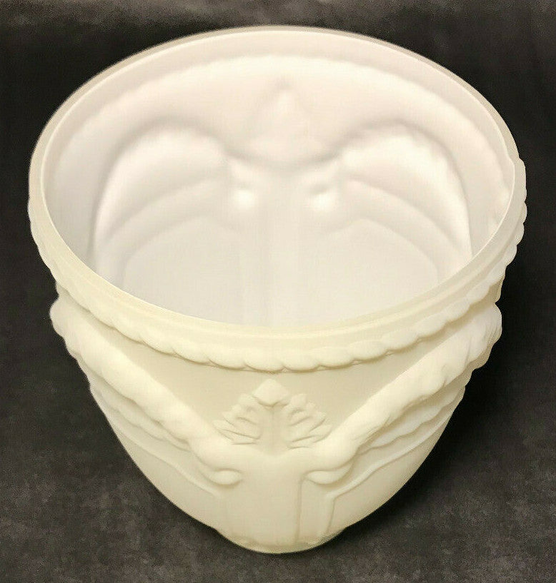 New Satin White Early Style Embossed Wreath Fixture Shade, 2 1/4" Fitter, #FS407