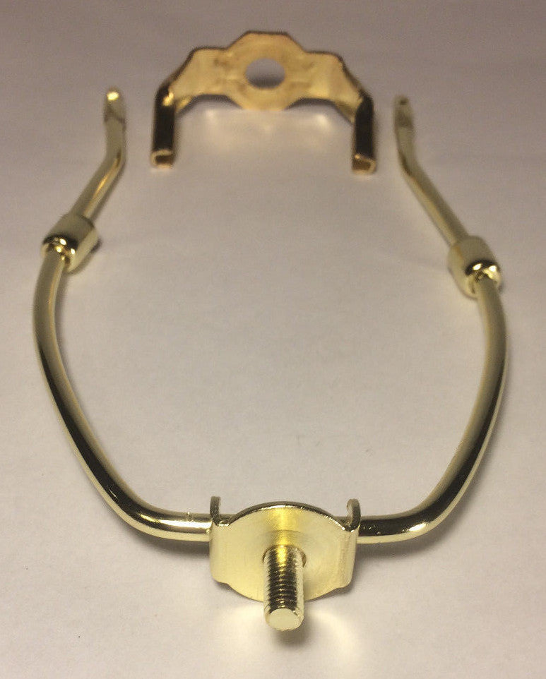 8 1/2" Brass Plated Lamp Harp with Base & Protective Coating, regular weight