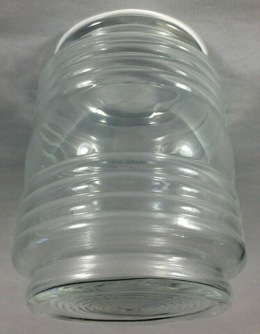 New Clear Retro Utility Type Glass Shade, 4.5" Ht., 3 1/4" Lip Fitter, #RS636 - Stone Door Lamps