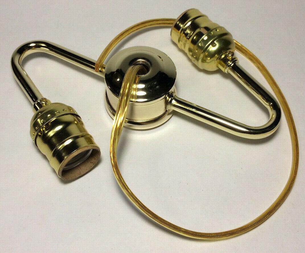 New Wired S - Type 2 - Arm Lamp Cluster Body w/ Keyless Sockets, Brass Plated LC408K - Stone Door Lamps