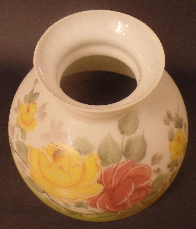 New 10" Opal Glass Student Oil Lamp Shade Hand Painted Victorian Roses Scene USA - Stone Door Lamps