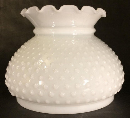 7" Milk Glass White Hobnail Student Kerosene Oil Electric Table Lamp Shade #612 - Stone Door Lamps