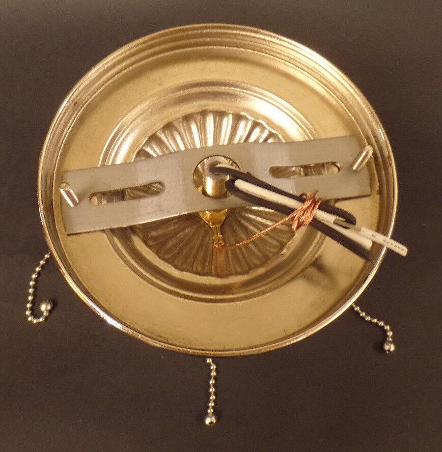 New Nickel Finish Bead Chain Ceiling Light Fixture Hardware Set For 3 Hole Shade - Stone Door Lamps