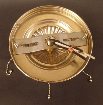 New Nickel Finish Bead Chain Ceiling Light Fixture Hardware Set For 3 Hole Shade - Stone Door Lamps