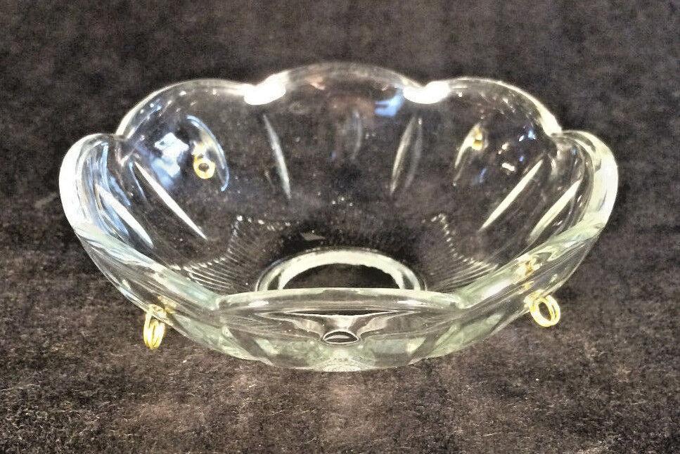 NEW 4" Pressed Glass Round Lamp Prism Chandelier Bobeche w/ 4 Brass Pins #BB914 - Stone Door Lamps