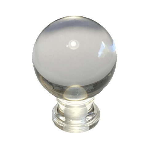 New Clear Acrylic Ball Lamp Harp Finial, 1 3/4" ht. 1/4 - 27F Tap (1/4") #LF390 - Stone Door Lamps