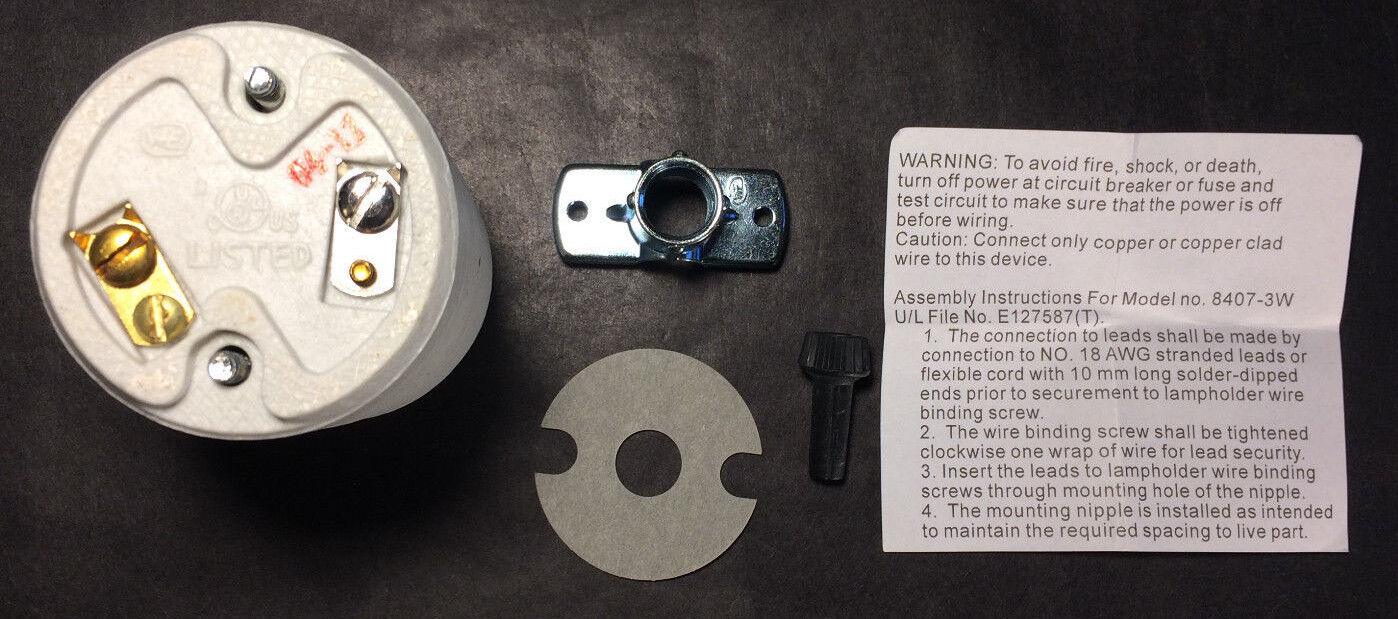 Brand New TURN KNOB 3 - WAY MOGUL PORCELAIN LAMP SOCKET for 3 way bulbs #MS102 - Stone Door Lamps