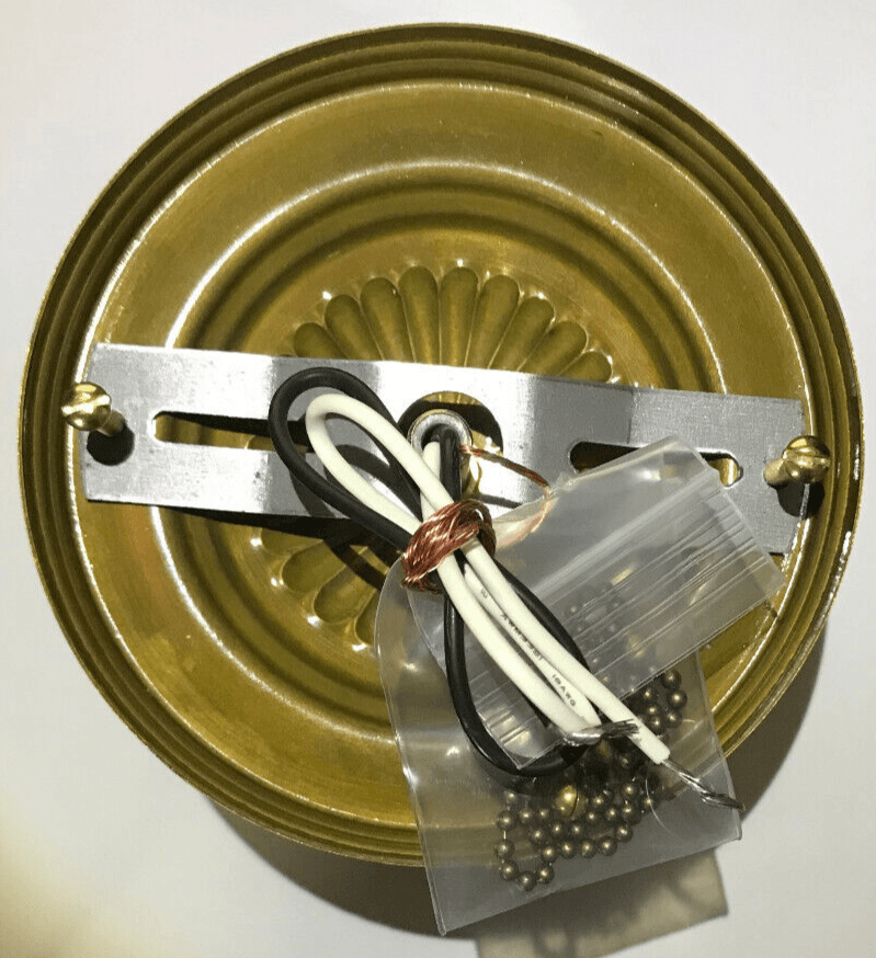 New Antique Brass Bead Chain 3 Hole Shade Ceiling Light Fixture Hardware Set - Stone Door Lamps