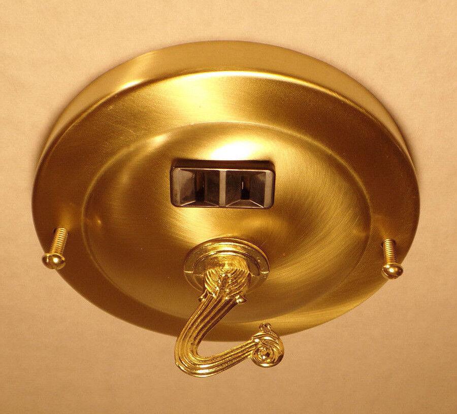 New 4 3/4" Diameter Brass Plated Chandelier Ceiling Canopy w/ Electrical Outlet - Stone Door Lamps