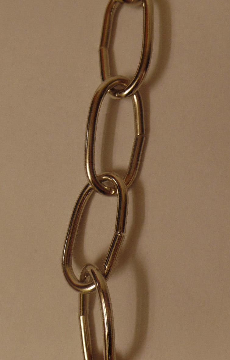 New 3' Nickel Plated 10 Gauge Steel Chandelier Fixture Oval Lamp Chain #FC995N