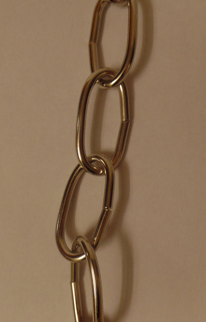 New 3' Nickel Plated 10 Gauge Steel Chandelier Fixture Oval Lamp Chain #FC995N