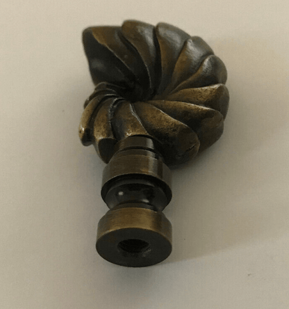 New 2 1/2" Brass Nautilus Seashell Lamp Finial, Antique Brass Finish, 1/4 - 27 Tap - Stone Door Lamps