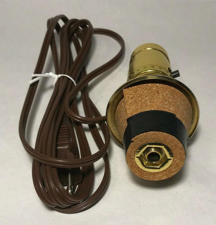 New Make A Bottle Lamp Kit With 2 1/4" Cork Base And 6 ft. Brown Cord #BK352 - Stone Door Lamps