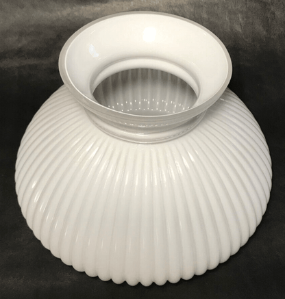 New 7" Clear Over Opal White Cased Glass Ribbed Student Lamp Shade #7S616C - Stone Door Lamps