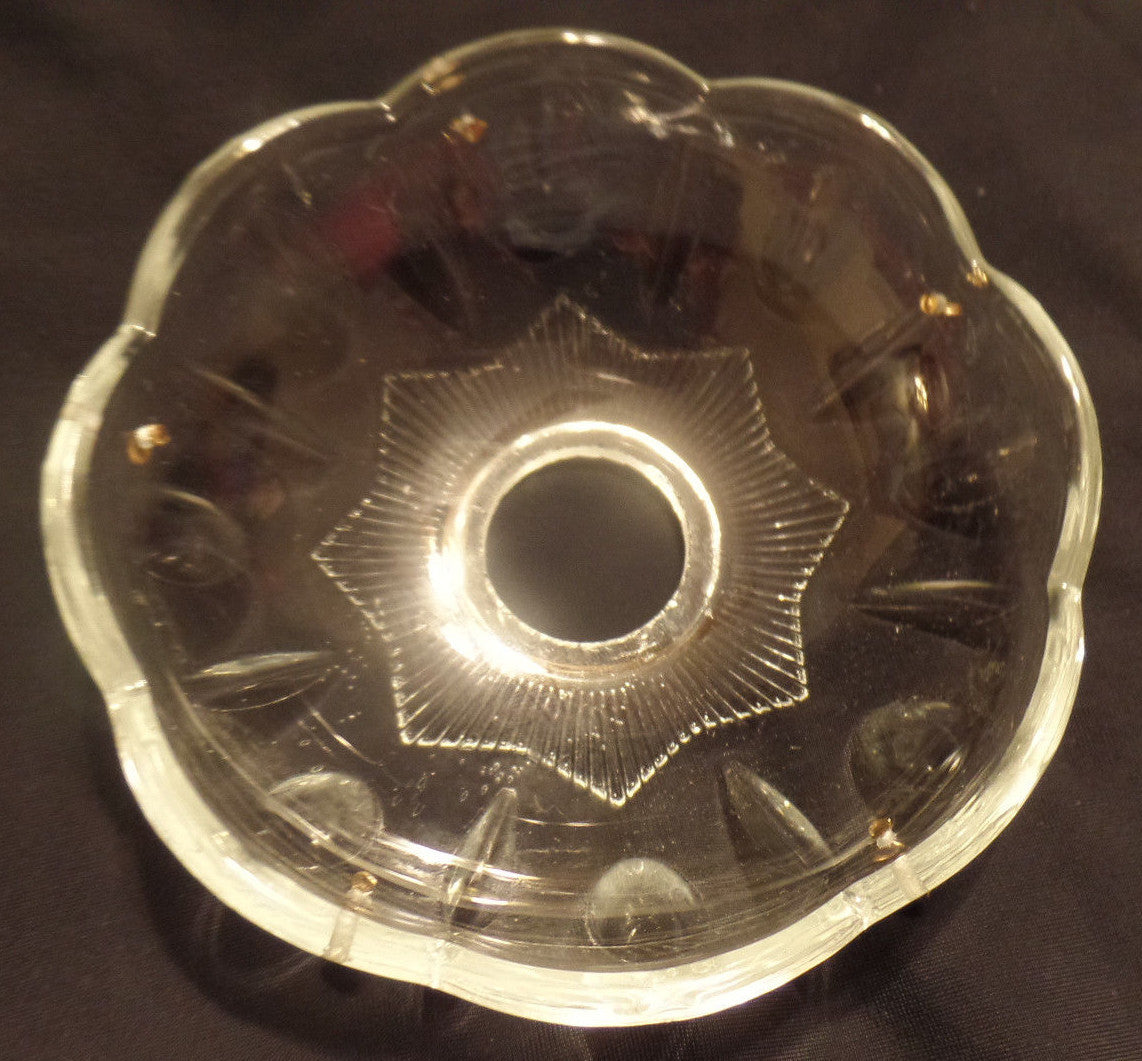 NEW 4" Pressed Glass Round Lamp Prism Chandelier Bobeche w/ 5 Brass Pins #BB902
