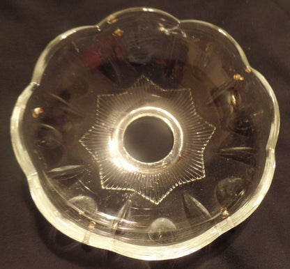 NEW 4" Pressed Glass Round Lamp Prism Chandelier Bobeche w/ 5 Brass Pins #BB902