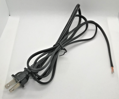 NEW 6' Black Lamp Cord Plug Set, 18/2 Plastic Covered SPT-1, U.L., CS704