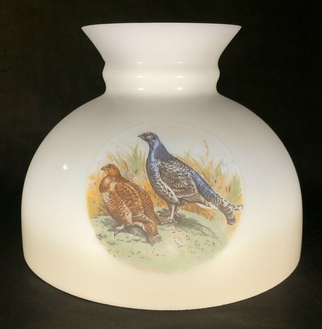 New 10" Opal Glass Student Lamp Shade With Pheasants Scene Made In USA #PS033 - Stone Door Lamps