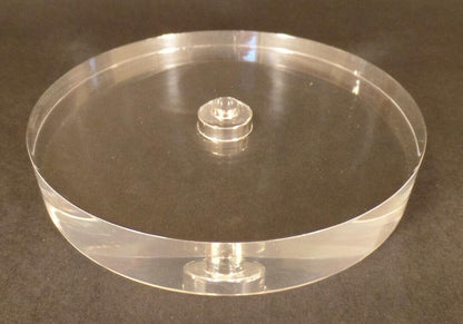 New 4" Diameter Clear Round Acrylic Lamp Break Base w/ Center Hole, No Wire Way - Stone Door Lamps