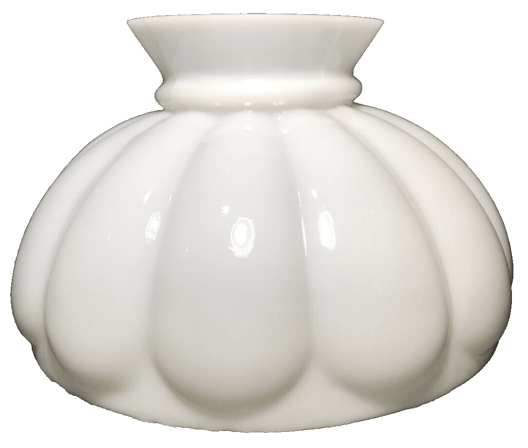 New 10" Opal White Glass Melon Student Lamp Shade, Hand Blown Made In USA #SH050 - Stone Door Lamps