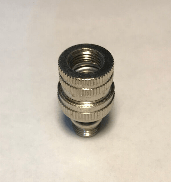 1 1/4" Nickel Plated Brass Knurled Lamp Swivel For Lamps, Fixtures, 1/8M X 1/8F - Stone Door Lamps