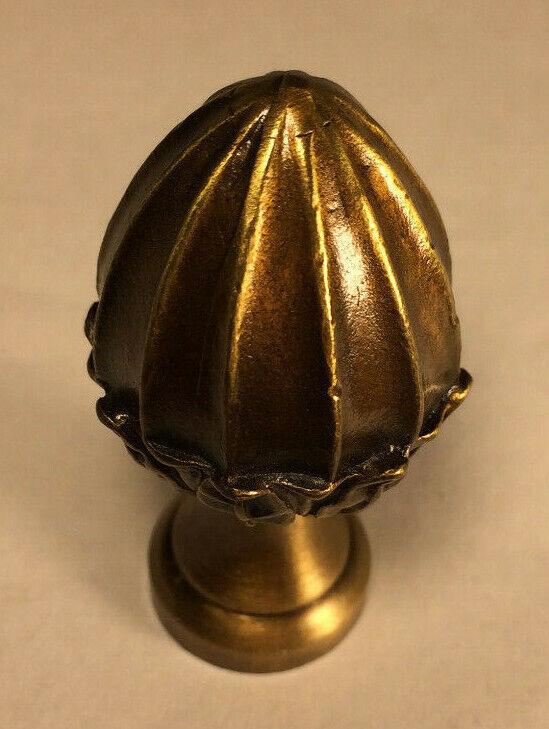 New 2 1/8" Acorn Cast Metal Lamp Harp Finial w/ Antique Brass Finish, #LF074A - Stone Door Lamps