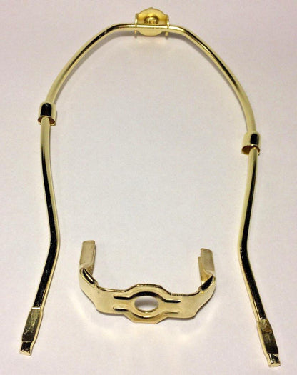 New 9 1/2" Brass Plated Heavy Duty Lamp Harp w/ Base & Protective Coating #HAR45 - Stone Door Lamps