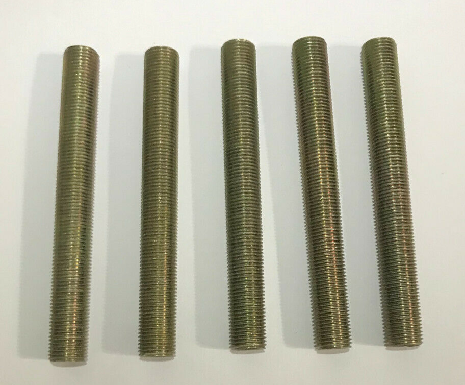 Lot Of 5, 3" ,1/8 IP Zinc Plated Steel Lamp Nipples 3/8" O.D. Rust Resistant 368