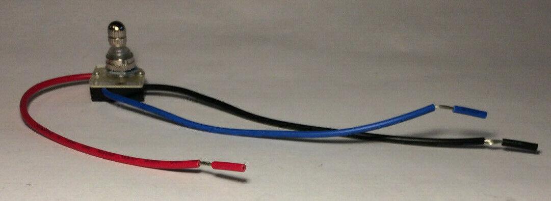 New 3 - Way 2 Circuit Rotary Switch w/ Nickel Plated Knob, 6" Long Wire Leads 402N - Stone Door Lamps