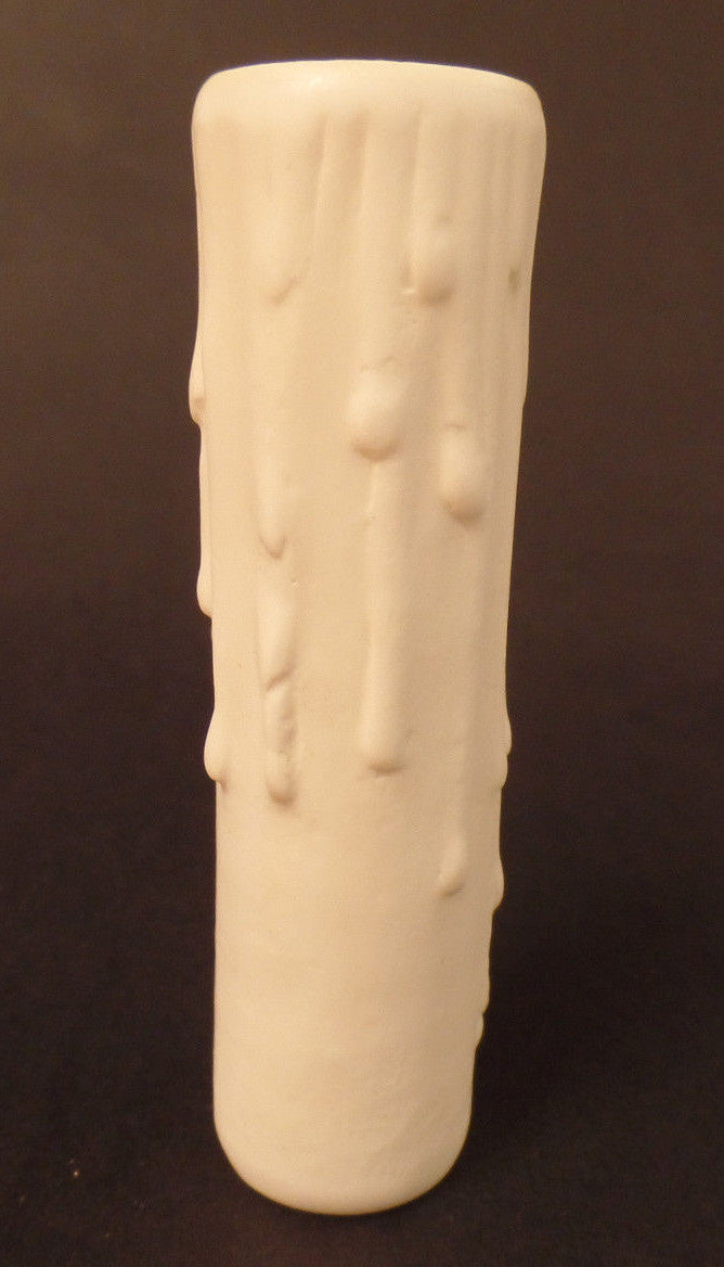 4" Flat White PolyBeesWax Chandelier Candelabra Candle Cover with DRIPS  CC910T