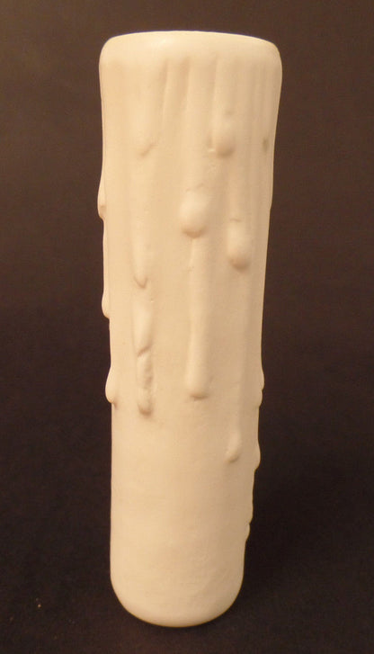 4" Flat White PolyBeesWax Chandelier Candelabra Candle Cover with DRIPS  CC910T