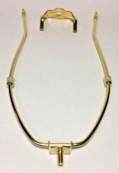 New 11 1/2" Brass Lamp HARP Shade Holder w/Base for Lamp Repair, Regular weight - Stone Door Lamps