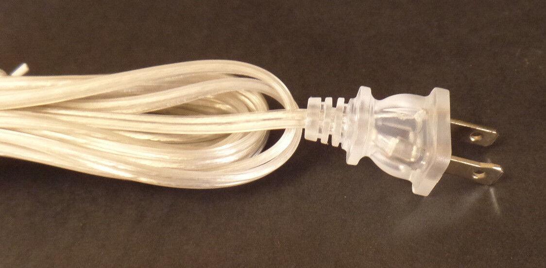 NEW 12' Clear Silver 18/2 Plastic Covered Lamp Cord Plug Set SPT - 1,U.L., #CS723 - Stone Door Lamps