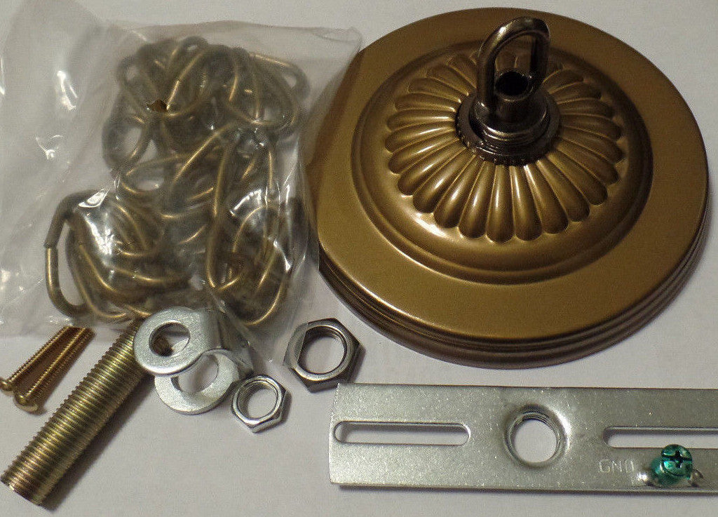 5 1/4" Solid Brass Canopy Kit With 3' Chain Antique Brass Finish With Loop #836A