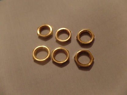 LOT OF 6 BRASS HEX NUTS HEXAGON LOCKNUT 1/8F Ceiling Canopy Lamp Part #LN700 - Stone Door Lamps