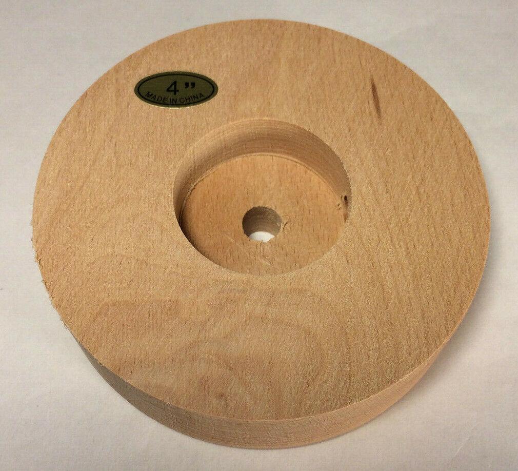 New 4" Modern Style Disc Shaped Rustic Wooden Lamp Base w/ Wire Way Hole #WB312U - Stone Door Lamps