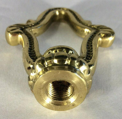 New 2 3/4" Ht. 1920s Style Fixture Loop With Wire Way, Polished Brass 1/8F FL938 - Stone Door Lamps