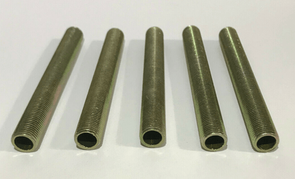 Lot Of 5, 5 1/2" ,1/8 IP Zinc Plated Steel Lamp Nipples 3/8" O.D. Rust Resistant - Stone Door Lamps